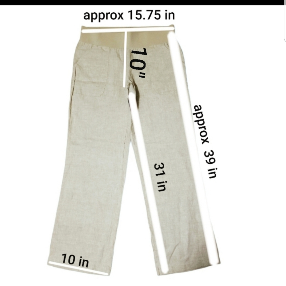 Allen Allen Linen pants Beige Neutral color size M - Picture 10 of 10